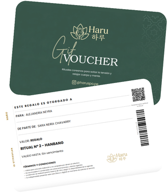 Gift voucher digital de Haru Spa con código QR y código de barras