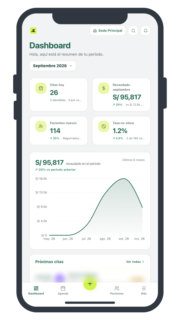 Dashboard de Klendaria en el celular